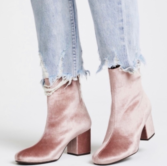 Free People Cecile Velvet Block Heel Boots New - Picture 2 of 6